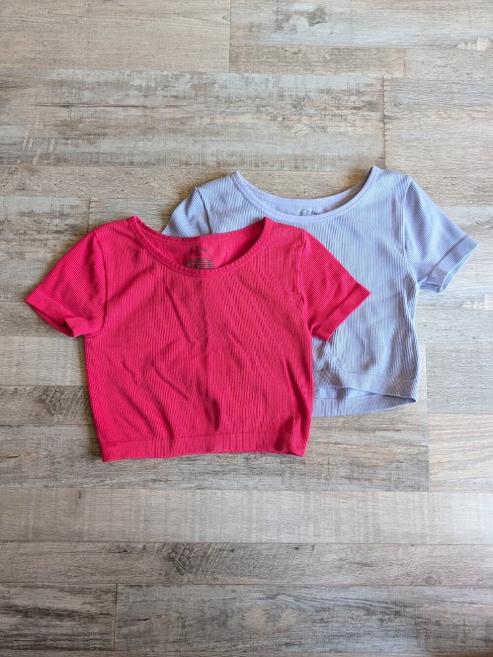 Lot of 2 Art Class Girls Seamless Ribbed Crop Tops * Size S (6/7)